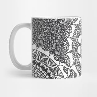 Black and White Henna Mandala Flowers Mug